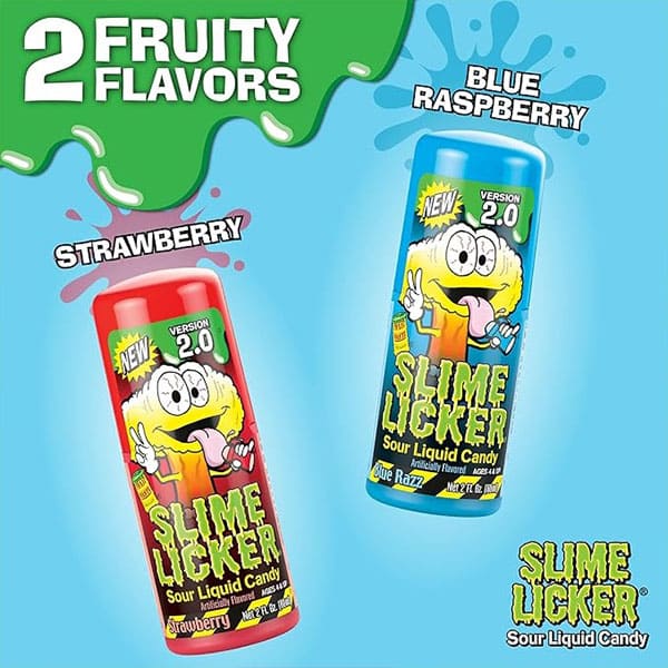 3 Pack | Toxic Waste Slime Licker 2.0 Sour Liquid Candy | New Version Sour Liquid Candy | Flavors: 1 Strawberry & 2 Blue Razz