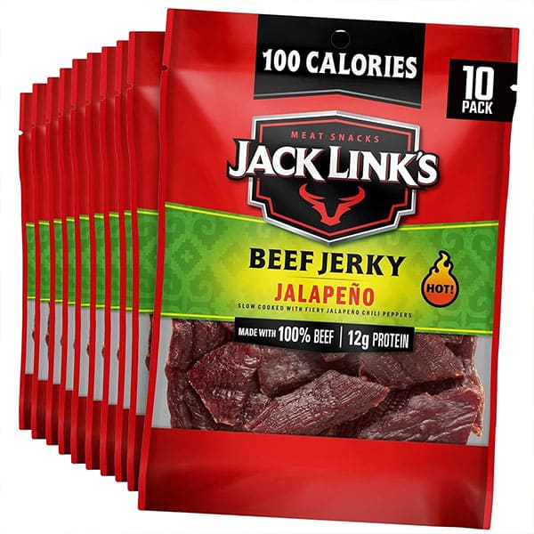 5x Bags Jack Link's Jalapeno Beef Jerky | 1.25oz | 100% Beef | 12g Protein