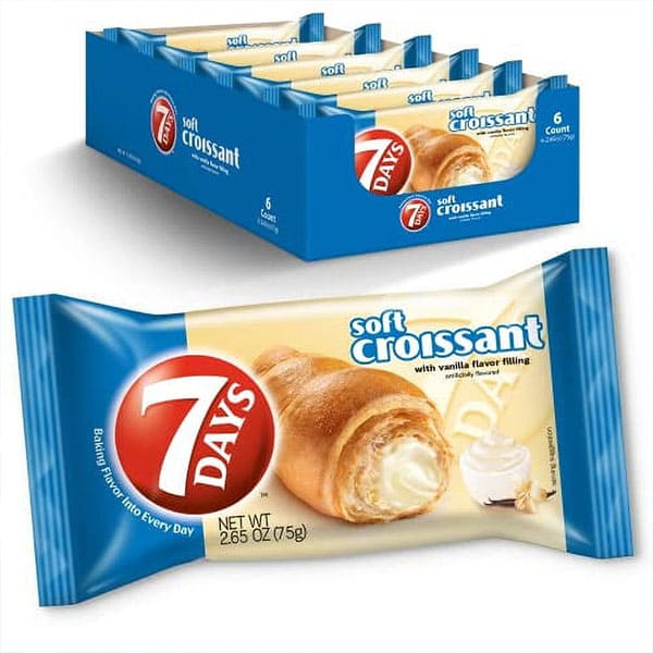 7Days Soft Croissant, Vanilla Croissant, Breakfast Pastry, Individually Wrapped On The Go Snack, Non-GMO