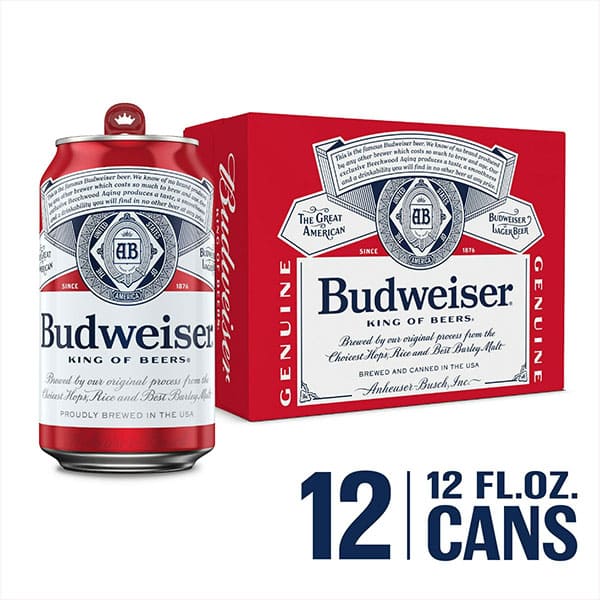 Budweiser Beers with 5% Alcohol Volume, 12 FL oz Cans