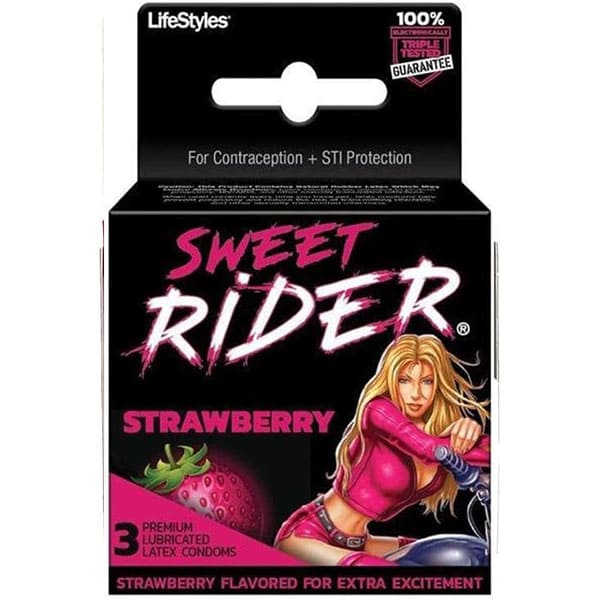 Sweet Rider Strawberry Latex Condoms 3pk